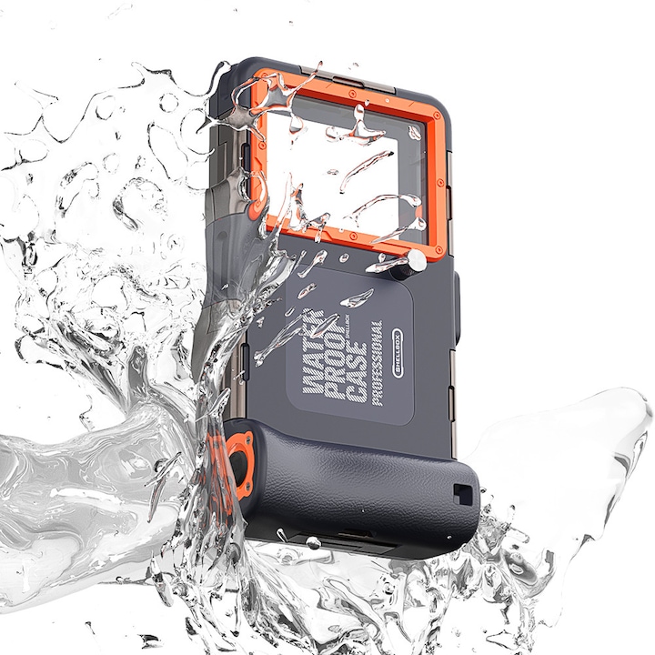 Husa waterproof Diving Waterproof Professional Case for Phones with max. 6.8", IPX8, 15m Deep + 1h Underwater Time Negru