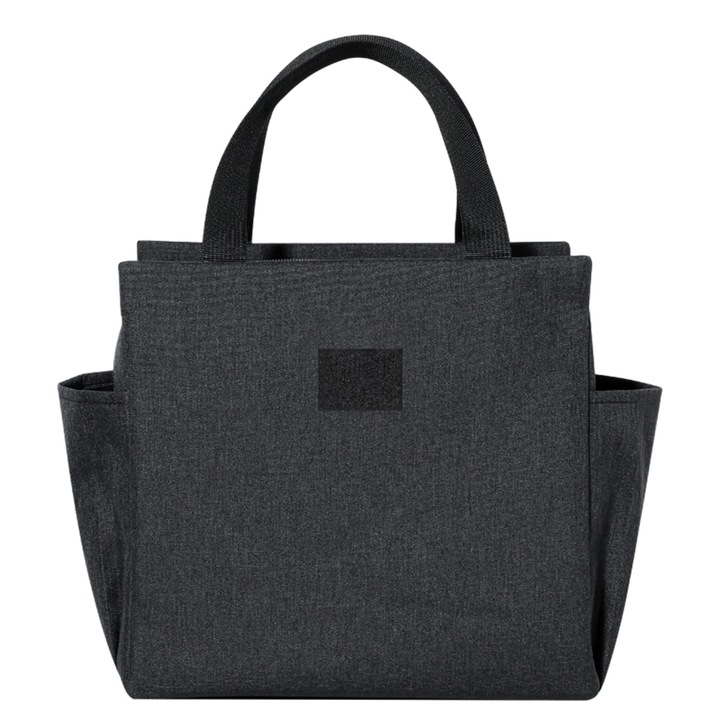 Geanta termoizolanta de pranz, material Oxford, negru, 25x25 cm