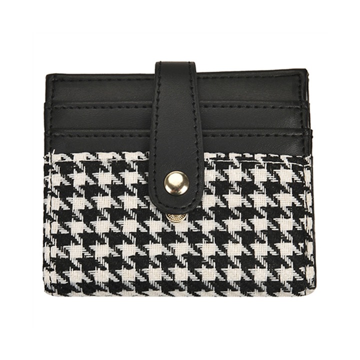 Дамски портфейл, черно/бяло, 13х11х4см, еко кожа