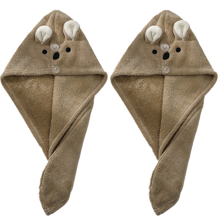 Комплект микрофибърни кърпи за коса, Peysaitr, 65x25x3 см, кафяв цвят