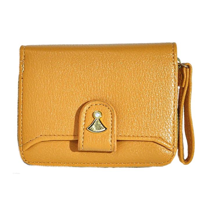 Портфейл Екологична кожа, Жълт, 12х9х2см, Жълт, 12 x 9 x 2 cm