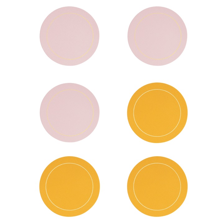 6 db kerek PVC alátét készlet, 10x10cm, vízálló, hőálló