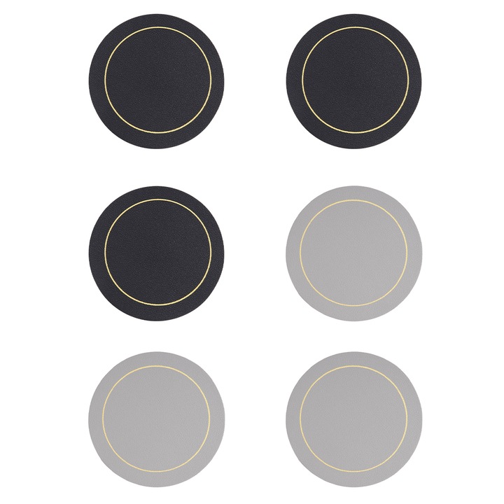 6 db-os PVC poháralátét készlet, kerek, 10x10cm