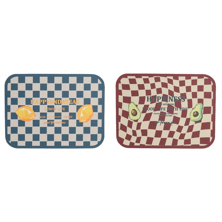 Set 2 servete de masa retro, piele ecologica, anticaloric, impermeabil, 30x40cm