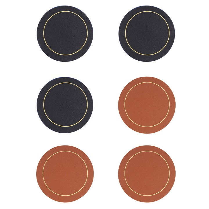 6 db kerek PVC pohártartó készlet, 10x10cm, vízálló, hőálló