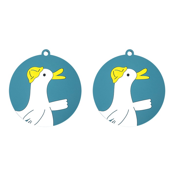 2 darabos poháralátét szett, kék, kerek, szilikon, 15x15cm