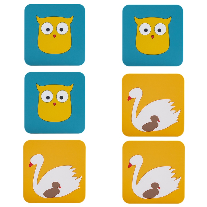 6 darabos szilikon poháralátét készlet, többszínű, 8.5x8.5cm