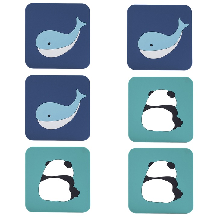 6 db-os italtartó készlet, szilikon, négyzet alakú, többszínű, 8.5x8.5cm