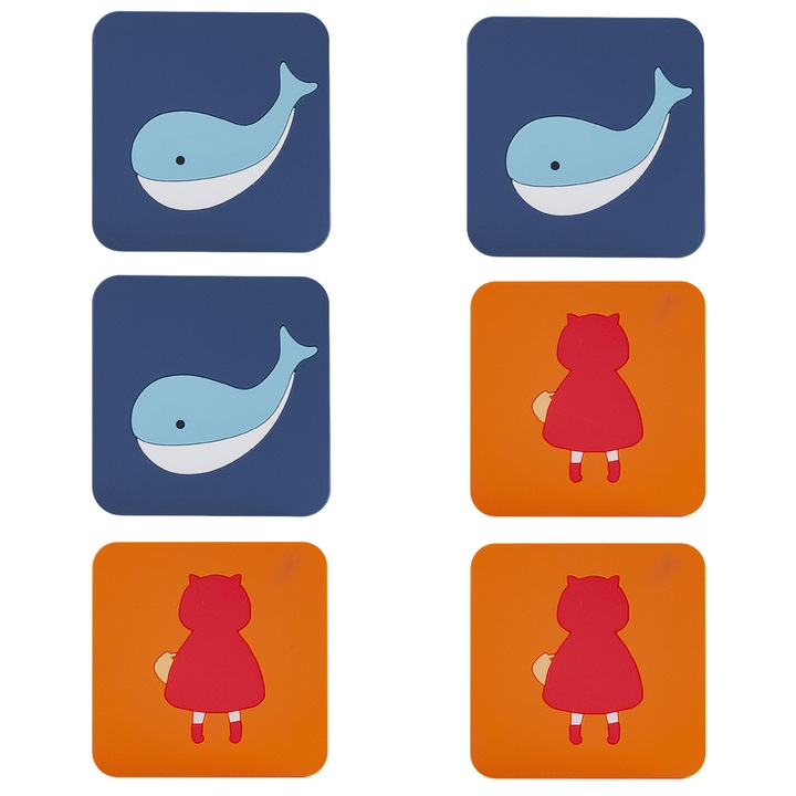 6 db szilikon poháralátét, négyzet alakú, többszínű, 8.5x8.5cm