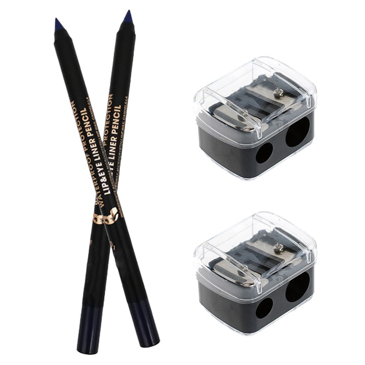 Set 4 creioane eyeliner cu ascutitoare incluse, Albastru