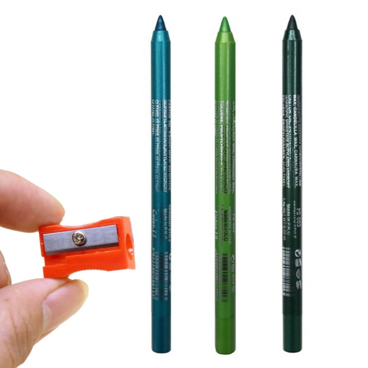 Set de creioane pentru ochi, 3 culori, rezistent la apa, negru, 6.10 inch