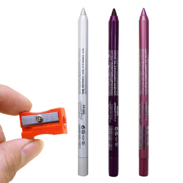 Set de 3 creioane eyeliner mat, rezistente la apa, multicolor, ascutitoare inclusa