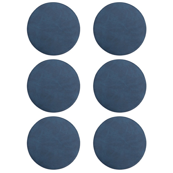 6 db poháralátét, PVC, kék, 10x10cm