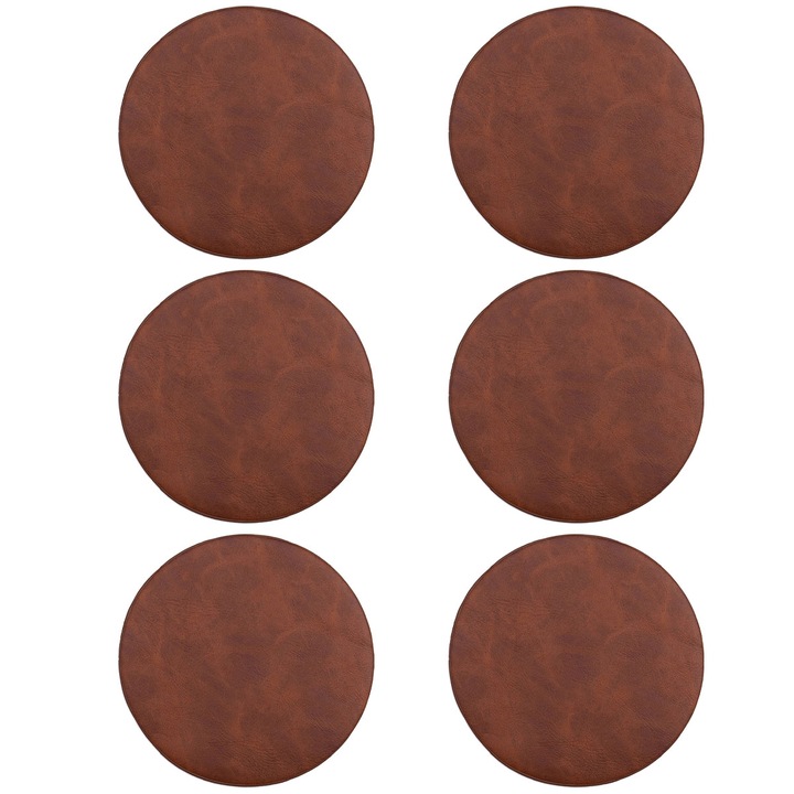 6 db poháralátét készlet, PVC, barna, 10x10cm