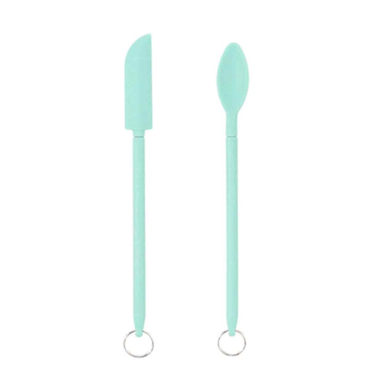 Set 2 spatule mini, silicon, verde, rezistente la temperaturi intre -40C si 200C
