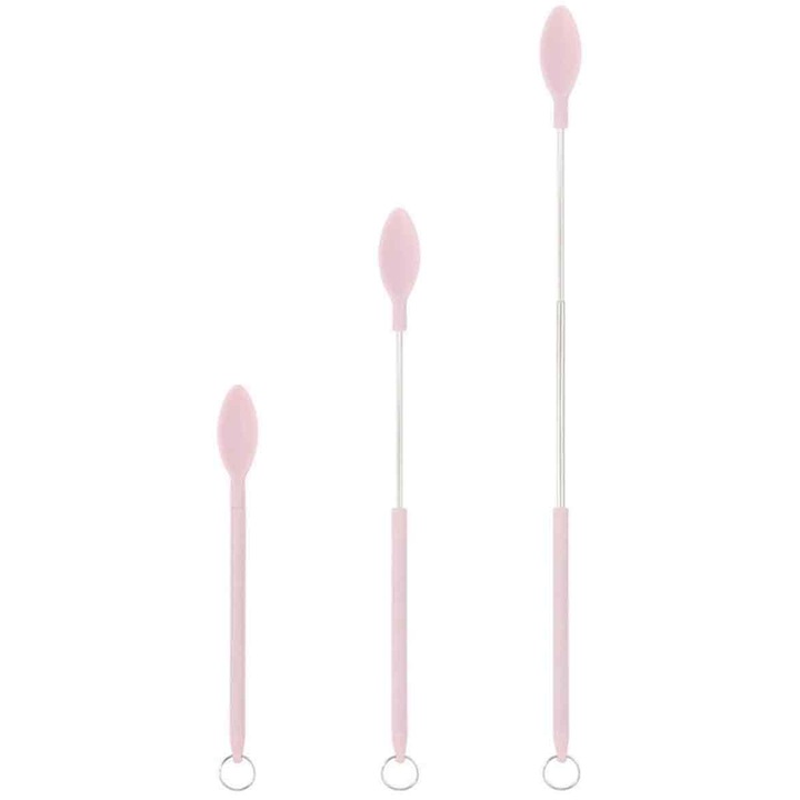 Set 3 spatule, silicon alimentar, rezistente la temperatura, roz
