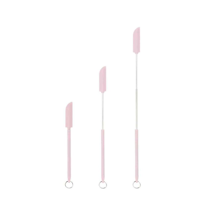 Set 3 spatule, silicon alimentar, rezistente la temperatura, roz