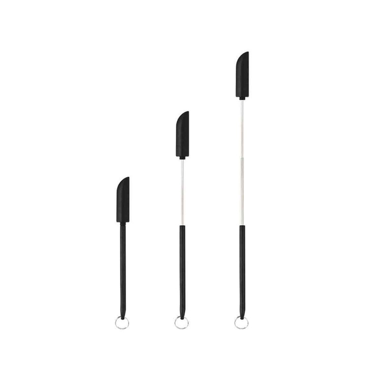 Set 3 spatule mini, silicon, rezistente la caldura, negru