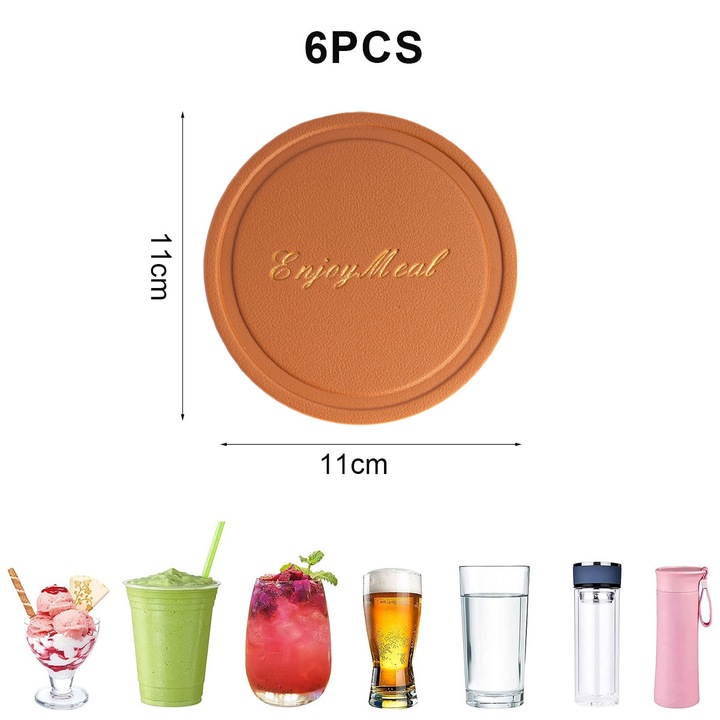 6 darabos kerek alátétkészlet, hőszigetelő, csúszásgátló, többszínű, standard méret