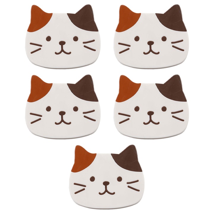 Set de suporturi pentru cana, PVC, multicolor, 10x9cm, 4 bucati