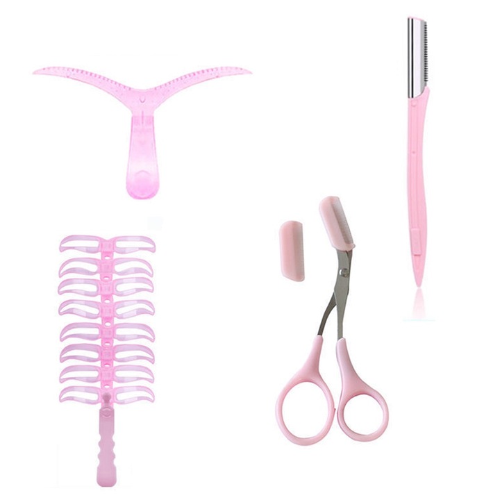 Set 3/4 Piese Sabloane Sprancene, Roz, Material Natural