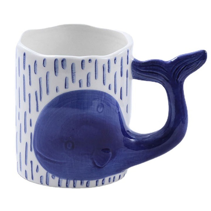 Jormftte kerámia bögre, 420ml űrtartalom, zöld és kék színek, mérete 14x8cm