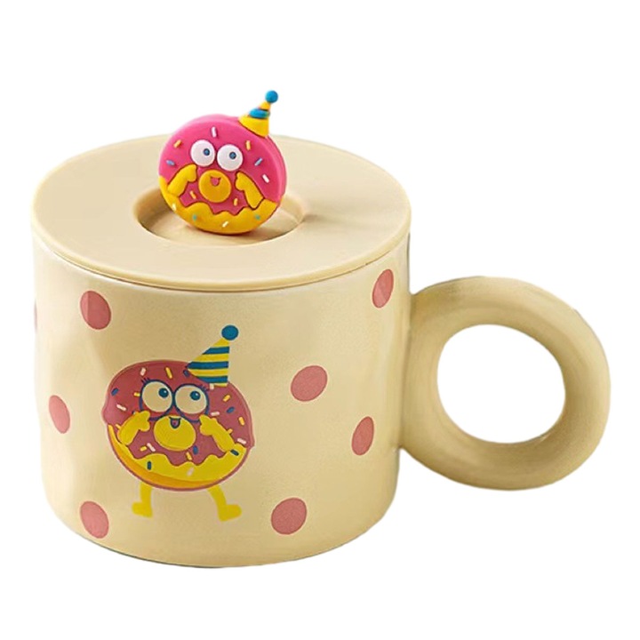 Cana cu capac, silicon, multicolor, 450ml, 10.3x8cm