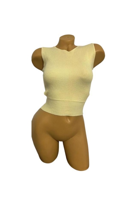 Жълто горнище Zara, с отворен гръб и регулируема корда, вискоза, размер S