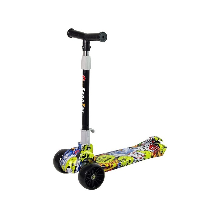 Luka tricikli roller, LED fényű kerekek, Multicolor, 54x26cm, 3 év feletti gyerekeknek