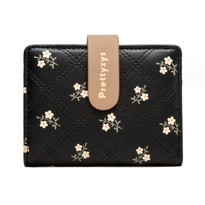Portofel pentru femei, model cu flori, dimensiuni 11.5x9.5x3cm, multicolor