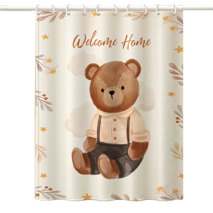 Perdea de dus, model ursulet, multicolor, 180x180cm