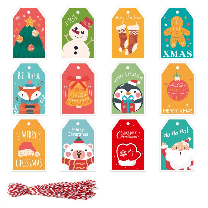 Set felicitari Craciun, design unic, multicolor, dimensiuni variate