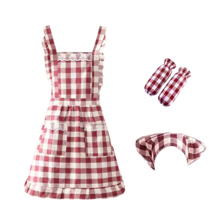 Set 2 sorturi de bucatarie, poliester si bumbac, alb/rosu, 75x80cm