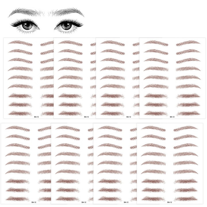 Set 8 tatuaje temporare, aspect 4D realist, maro