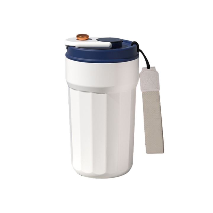 Cana de cafea reutilizabila cu control al temperaturii, cana de calatorie de cafea cu capac rezistent la scurgeri, albastru