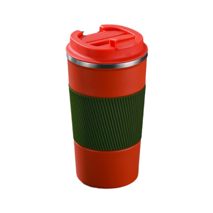 Cana de voiaj cu cafea, din otel inoxidabil, izolata in vid, rosu/negru, 500 ml