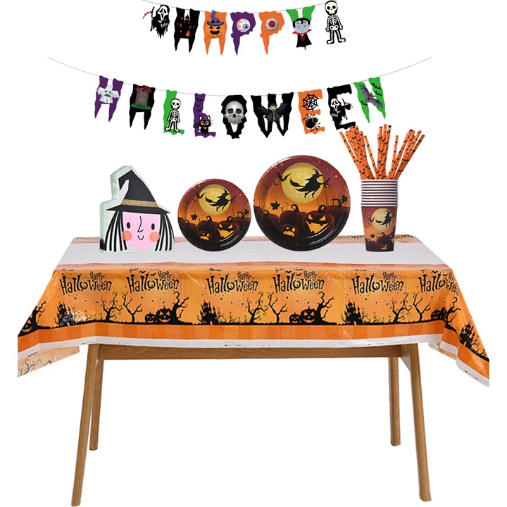 Set articole petrecere Halloween, multicolor