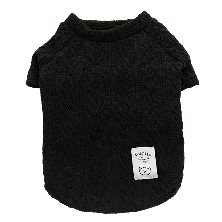 Pulover pentru caini si pisici, tricotat, guler inalt, negru/verde/gri, S