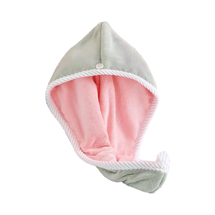 Prosop pentru uscat parul, fleece, roz-verde, 25x65cm