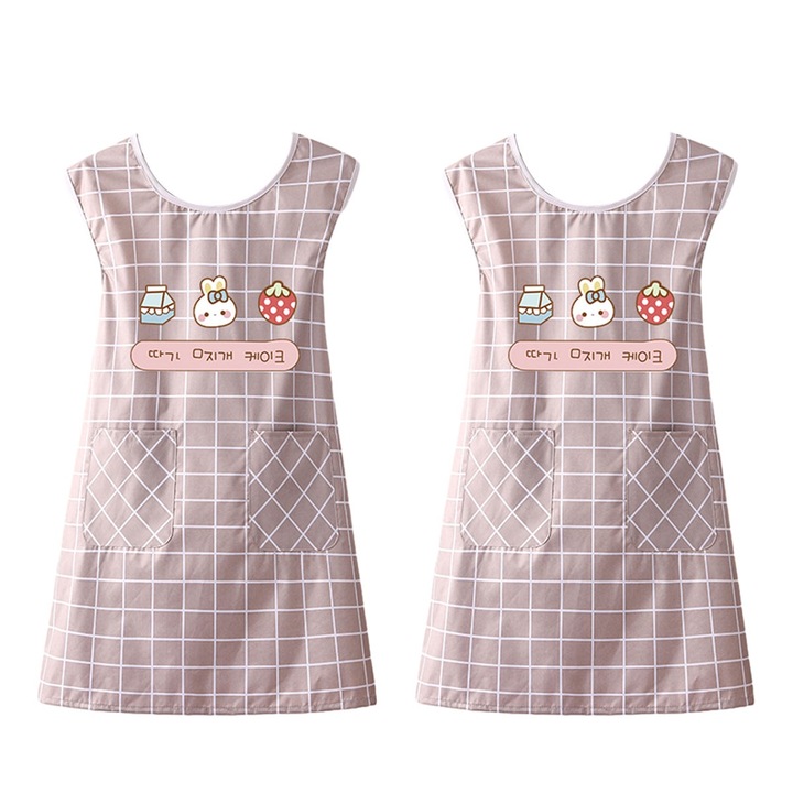 Set 2 Sorturi de bucatarie, PVC, Impermeabil, Rezistent la ulei, 82 x 94 cm, Roz