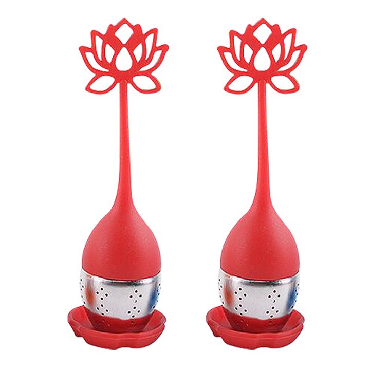 Комплект от 2 чаши за чай, силикон и неръждаема стомана, многоцветни, 15x5см