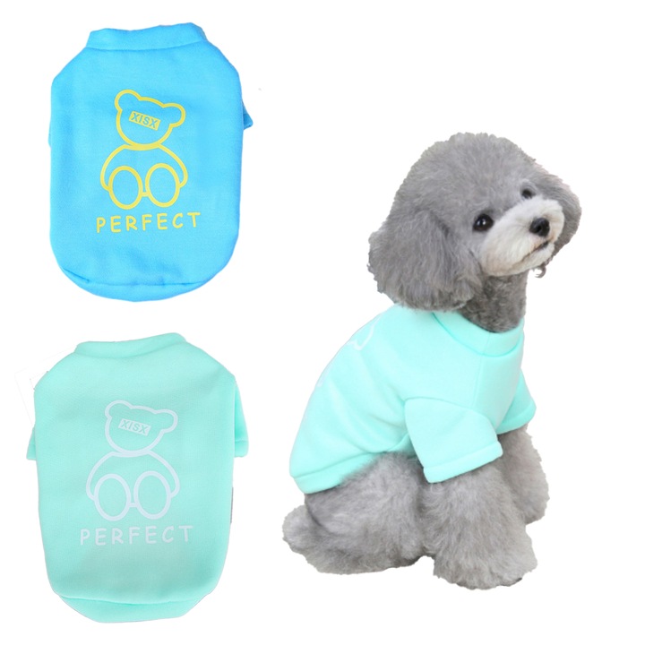 Set de 2 pulovere pentru pisici si caini, albastru+verde, dimensiuni M-XXL