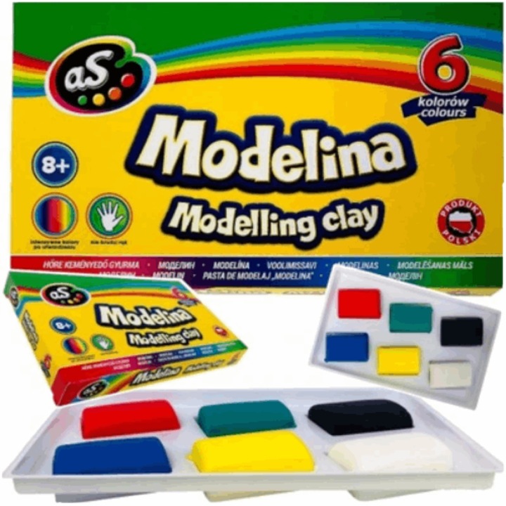 Set Modelina 6 culori, As, Tabo 16x9.5x1.5cm