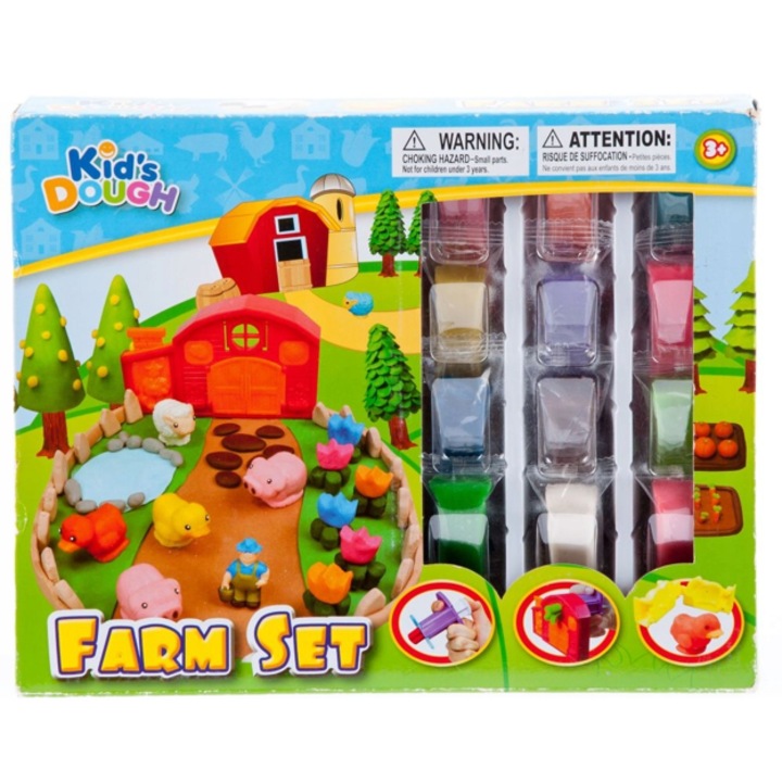 Kid's Dough modellező készlet, 12 db gyurma, állatformák, 30x24x5,5cm