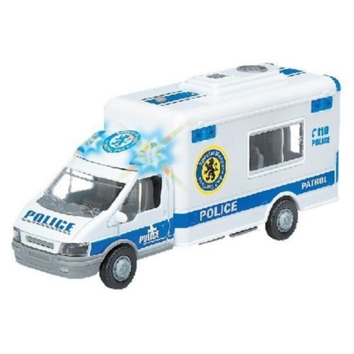 Dromader rendőrautó, fényekkel/hangokkal, fém/műanyag