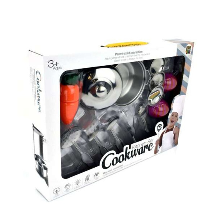 Pro Kids konyhai szett, fém tartozékok és zöldségek vágására, többszínű, 36x26x5cm