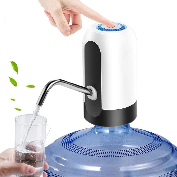 Elektromos vízpumpa, automata adagoló, USB-n újratölthető, kompatibilis 3-5 gallonos palackokkal, hordozható