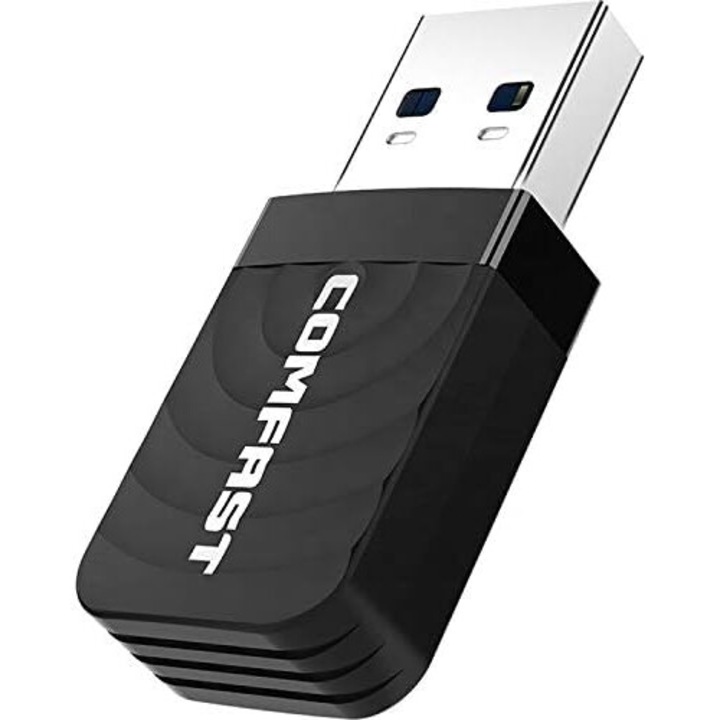 COMFAST USB WiFi адаптер, 1300Mbps, двулентов 5GHz/2.4GHz, USB 3.0, Hotspot, черен