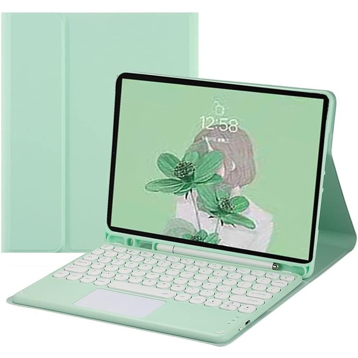 Tok billentyűzettel és érintőpaddal iPad Air 2 / Pro 9,7" TPU, menta zöld
