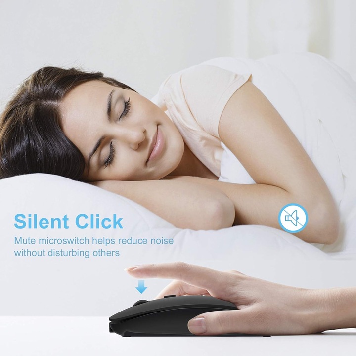 Mouse wireless Bluetooth, 3 DPI ajustabili, incarcabil, negru